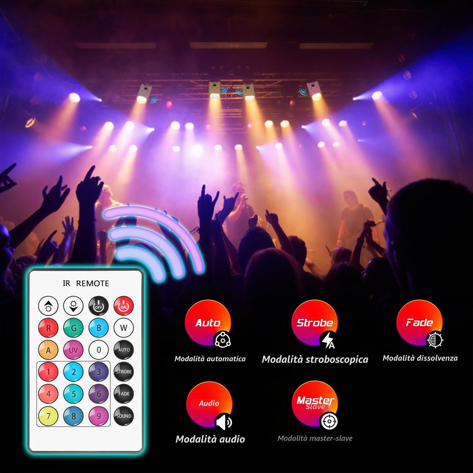 108 W Batteria LED Par Faro Ricaricabile RGBWA+UV Uplight Outdoor con telecomando/DMX/APP(iOS e Android) Luce da discoteca per DJ Party Bar Matrimonio Compleanno Bianco