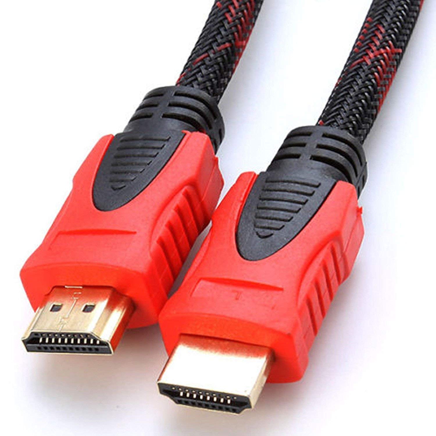 CableVantage HDMI Cable V1.4 Ultra-High Speed Supports Ethernet Audio Return (ARC), Bandwidth up to 18Gbps, 3D HD 1080p Ready, Braided Nylon Cable Cord Gold Plated Red (100 Feet)