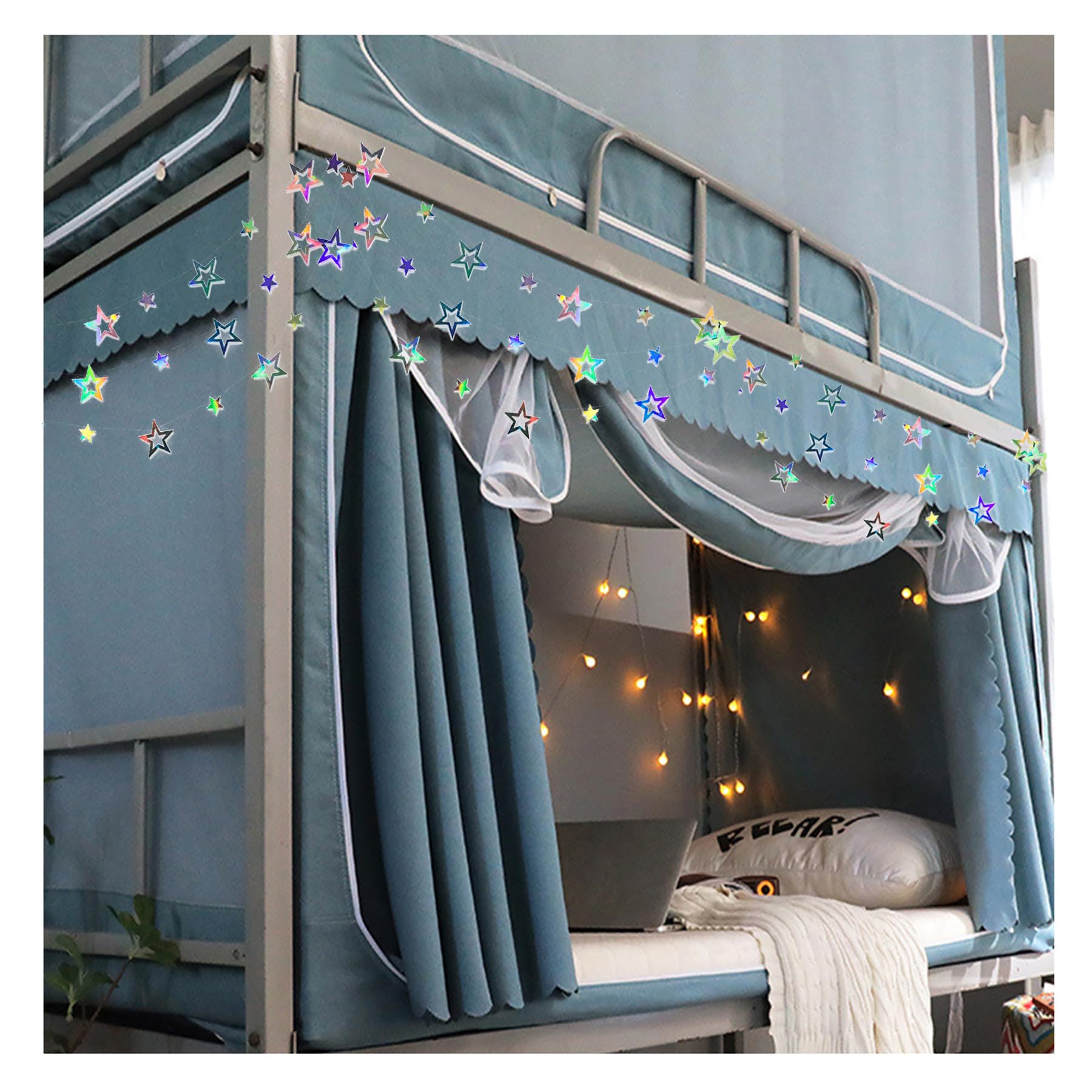 Atkits Canopy Bed Curtains Canopy Bed Frame Post Poles Bunk Bed Cover Tent Twin Top Bunk Bed Tent Canopy, Bed Curtain Canopy Student Dorm,Starry,Blue,Upper Bunk : Home & Kitchen