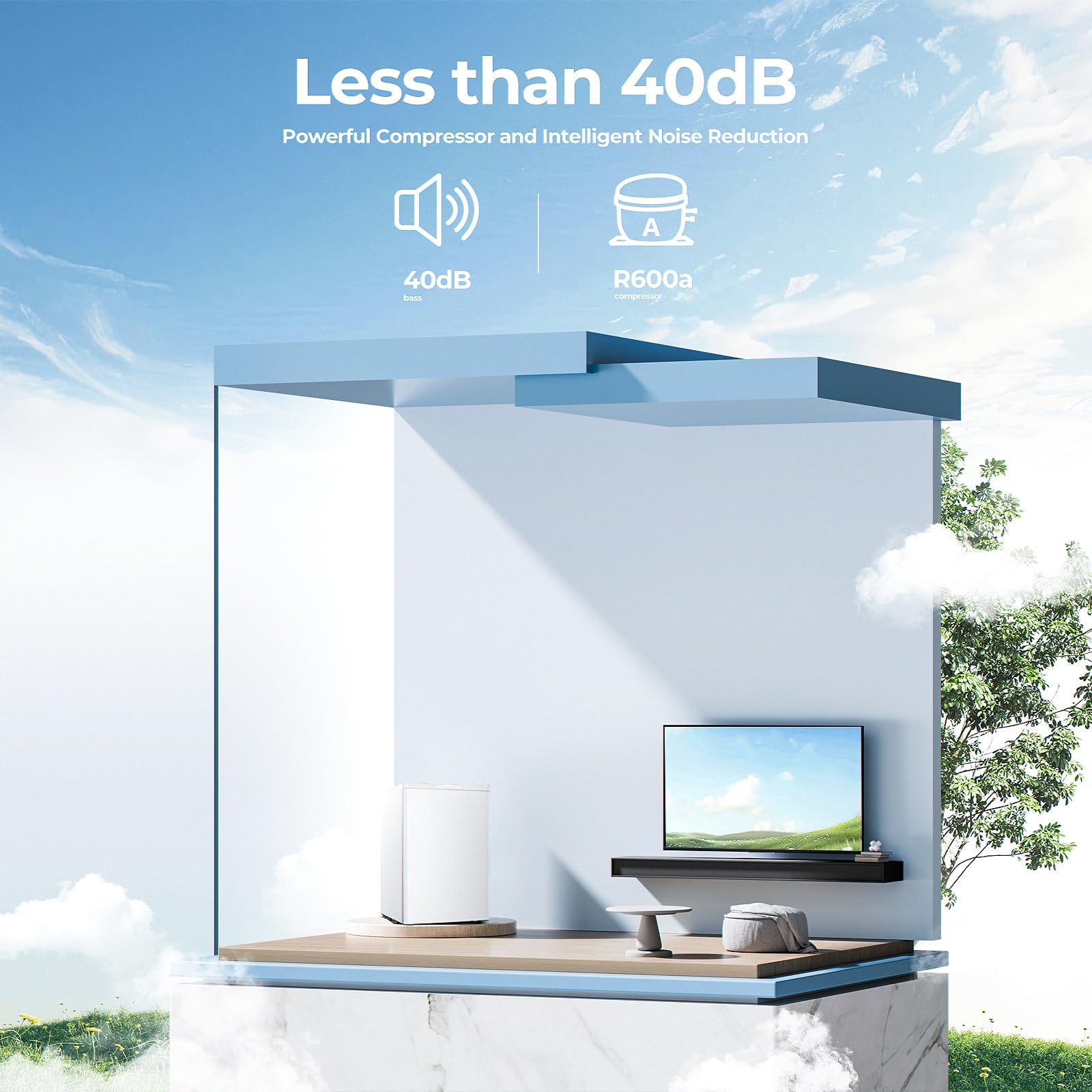 Electactic 3.0 Cu.Ft Upright Freezer, Small Mini Freezer With Adjustable Thermostat, Removable Shelves, Reversible Single Door, For Bedroom/Home/Dorms/Apartment (White) on Fridge.com - View 4