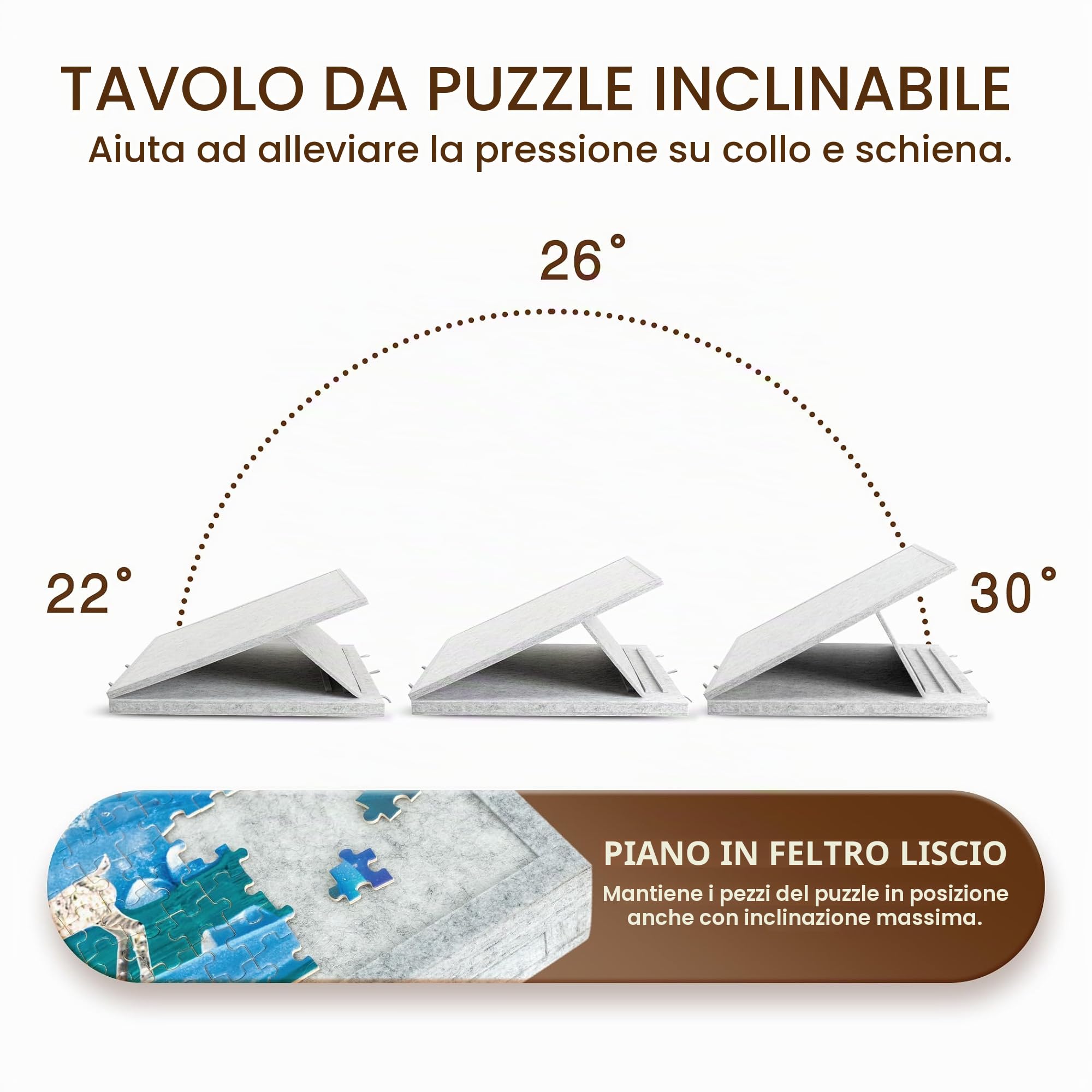 Becko US - Tavolo puzzle inclinabile da 1500 pezzi, con 6 cassetti colorati e copertina, tavolo puzzle con contenitore per adulti, leggero e portatile, per puzzle da 1500 pezzi