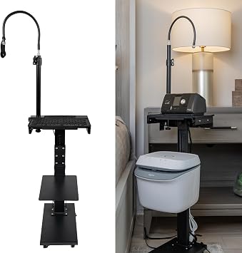 Height-Adjustable CPAP BiPAP Machine Stand with Locking Wheels, Hose Holder & Protection Mat - Prevents Rainout, Reduces Noise & Vibration - Compatible with Most CPAP & BiPAP Machines