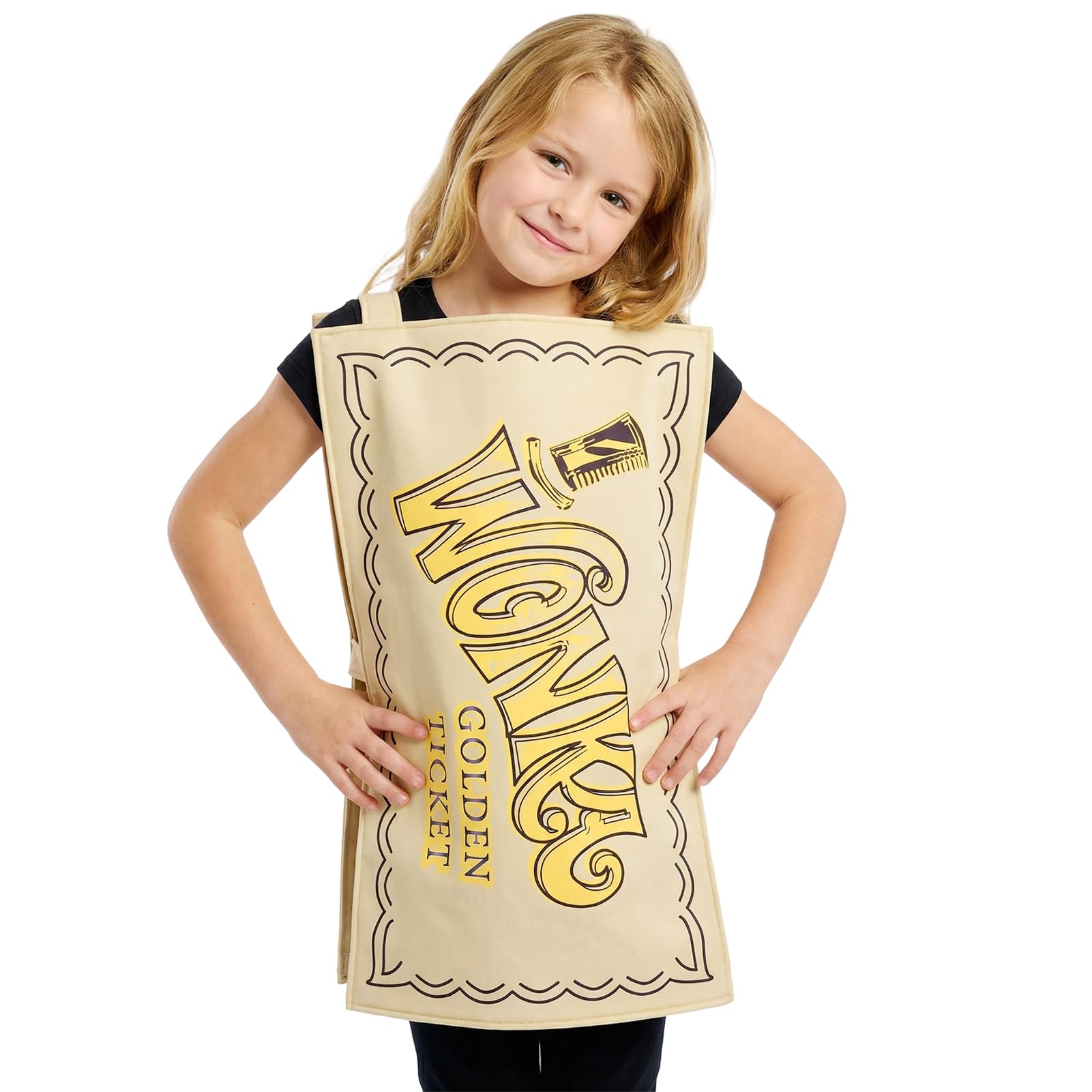 Childs Chocolate Factory Golden Ticket Tabard Costume, Wonka Bar Tabard Fancy Dress Age 3-12 Years