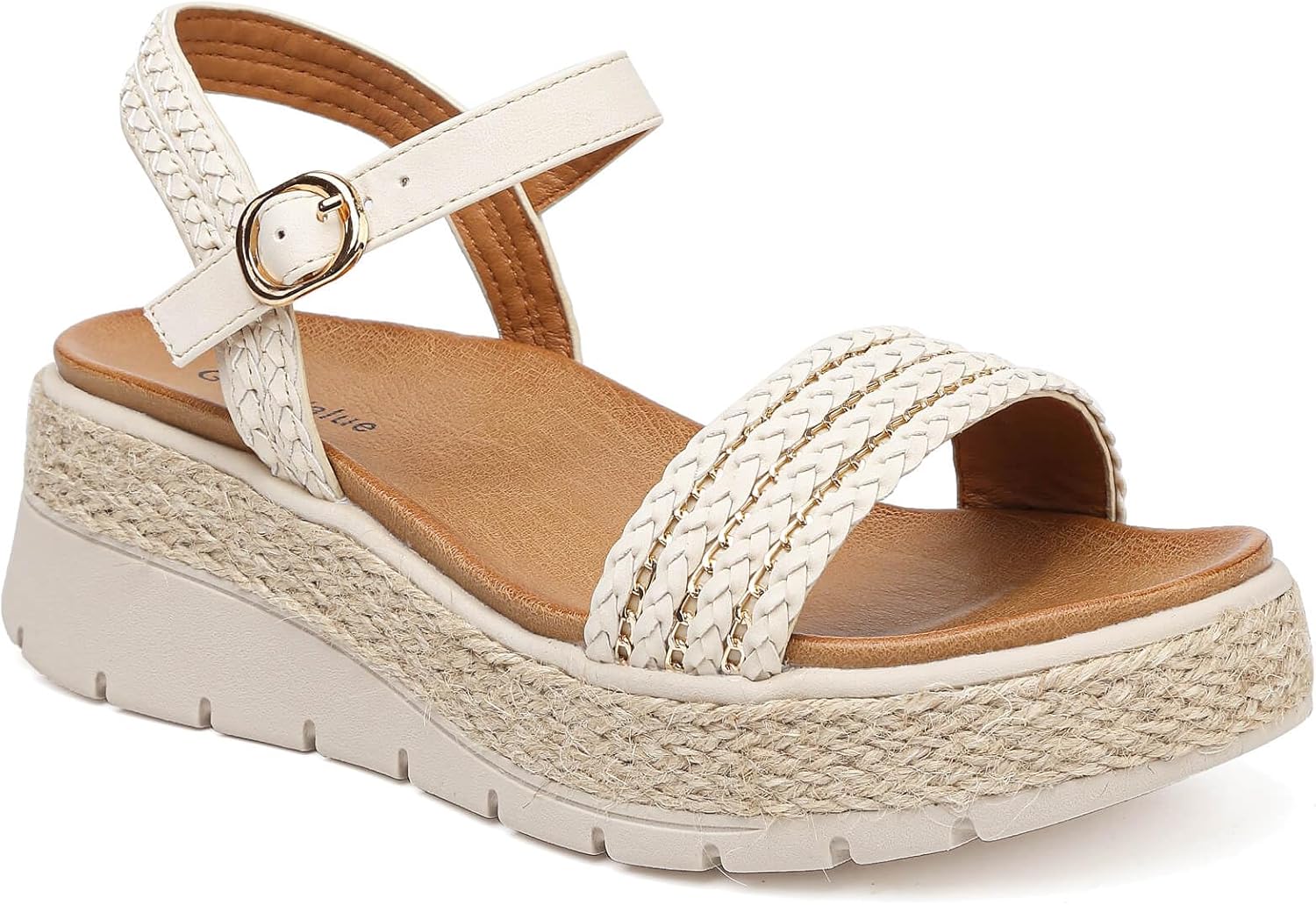 GoodValue Womens Platform Espadrille Wedge Sandals Open Toe Adjustable Ankle Strap Comfortable Flatform Sandals