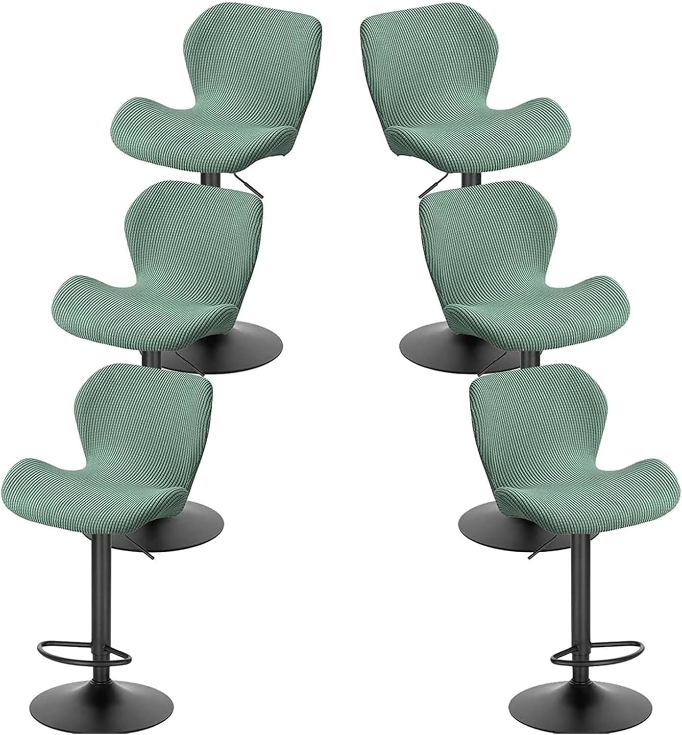 Swivel Bar Stool Slipcovers Counter Height Bar Chairs Cover Stretchable Swivel Barstools Chair Covers Protector for Home Kitchen Bar Cafe (Color : Green, Size : 6PCS)