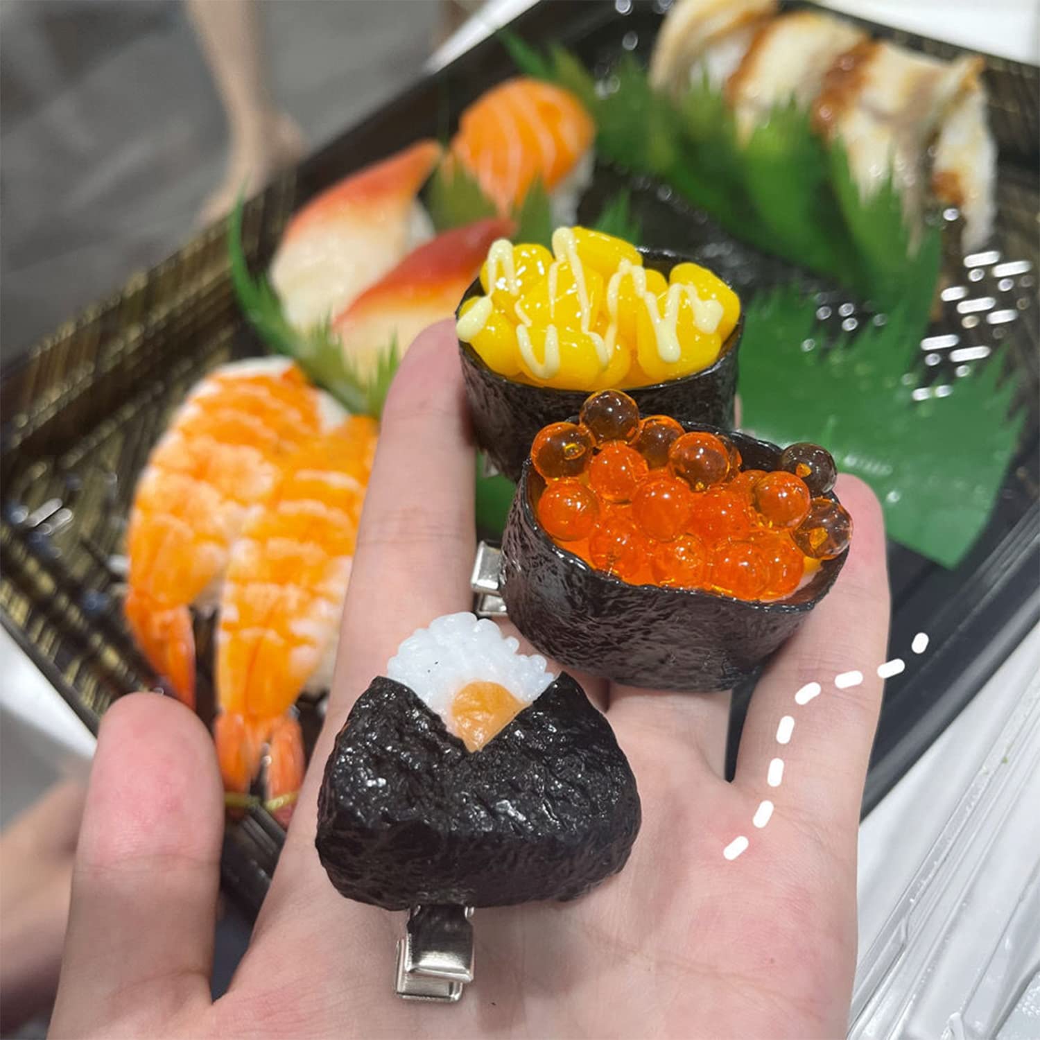 Amazon.co.jp: 6個 食品サンプル シミュレーション寿司 ヘアクリップ