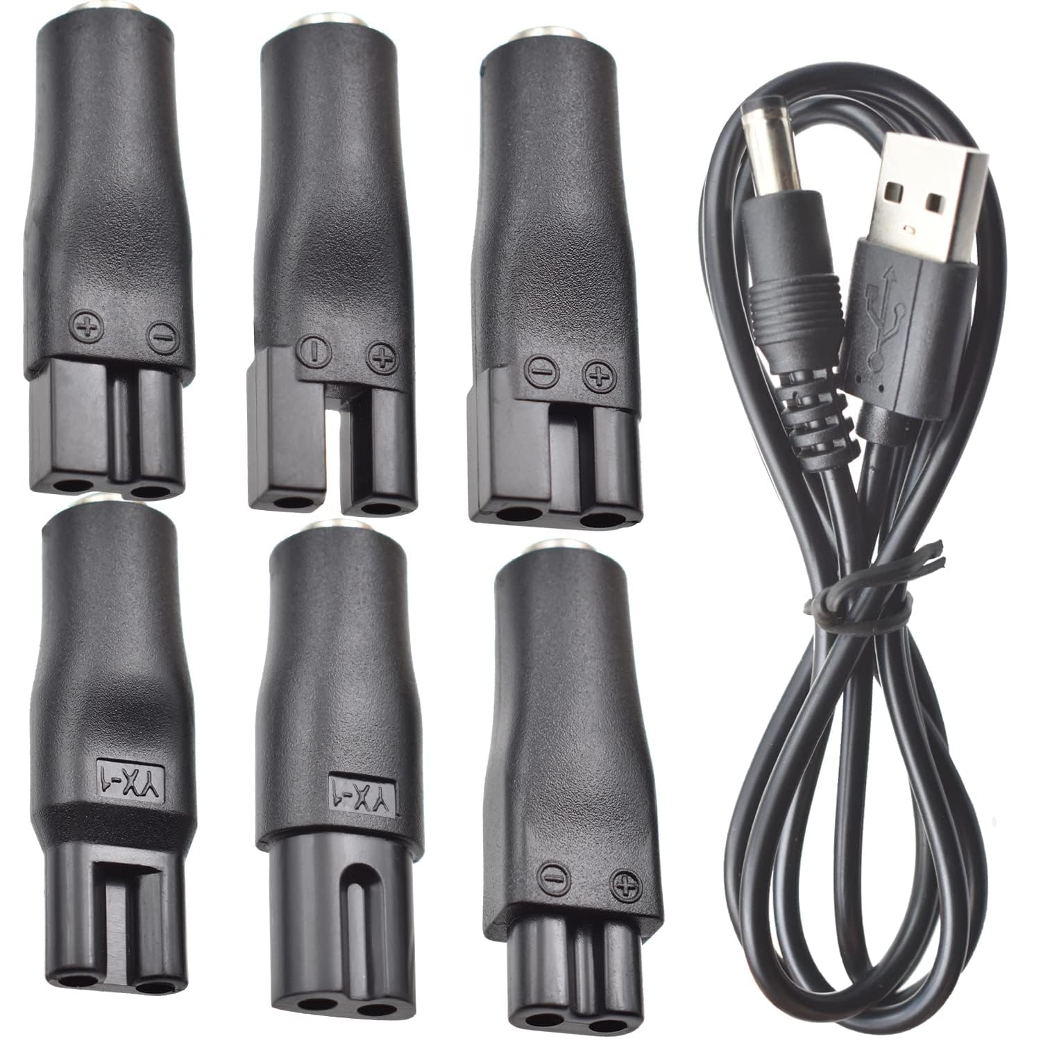 7 PCS Shaver Charger, Power Cord 5V Shaver Charger USB Adapter Suitable for Hair Clippers Beard trimmers Shavers Beauty Instruments Desk Lamps Purifiers