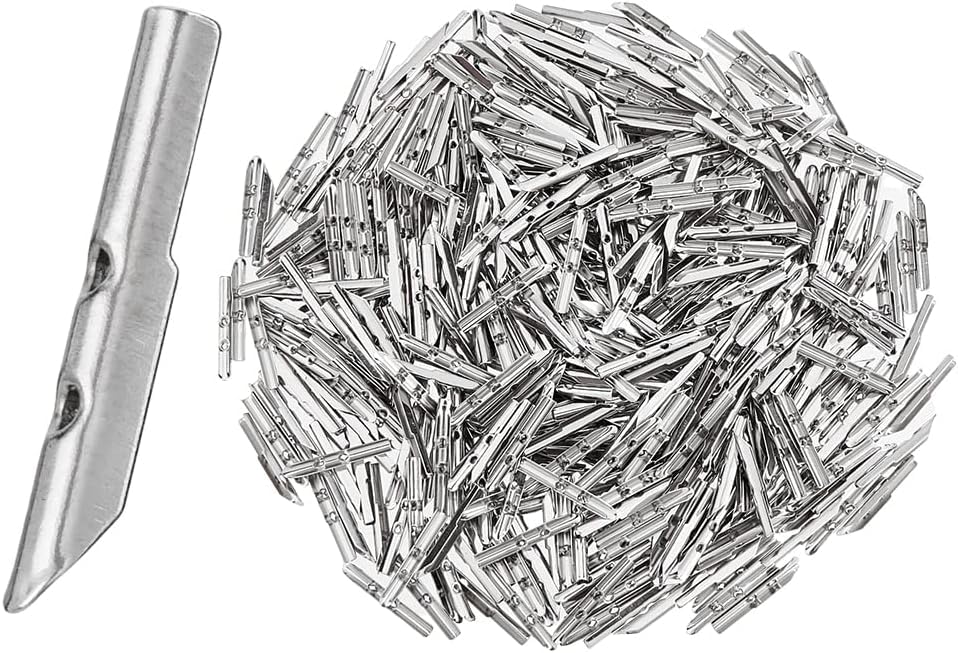Stainless Iron 300Pcs Elastic Barbed Cord Fastener 4mm Wide Cord Aiglet Hoodie Cord Lock Ends Cord Stretch LoopMetal Ends for DIY Hat Journals Shoe Lace Replacement