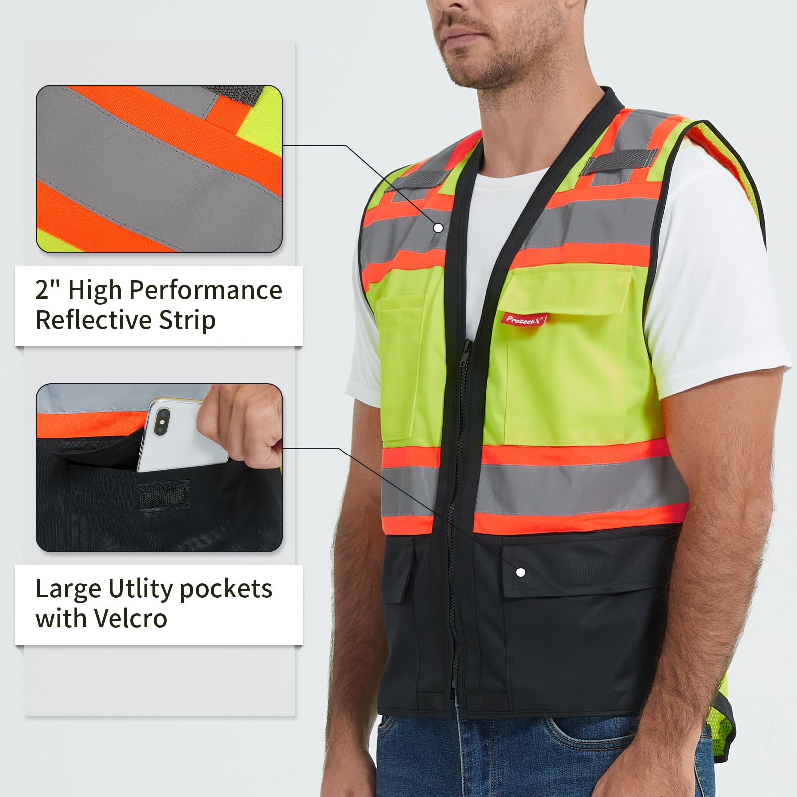 Snapklik.com : ProtectX 6-Pocket Class 2 High Visibility Safety Vest ...
