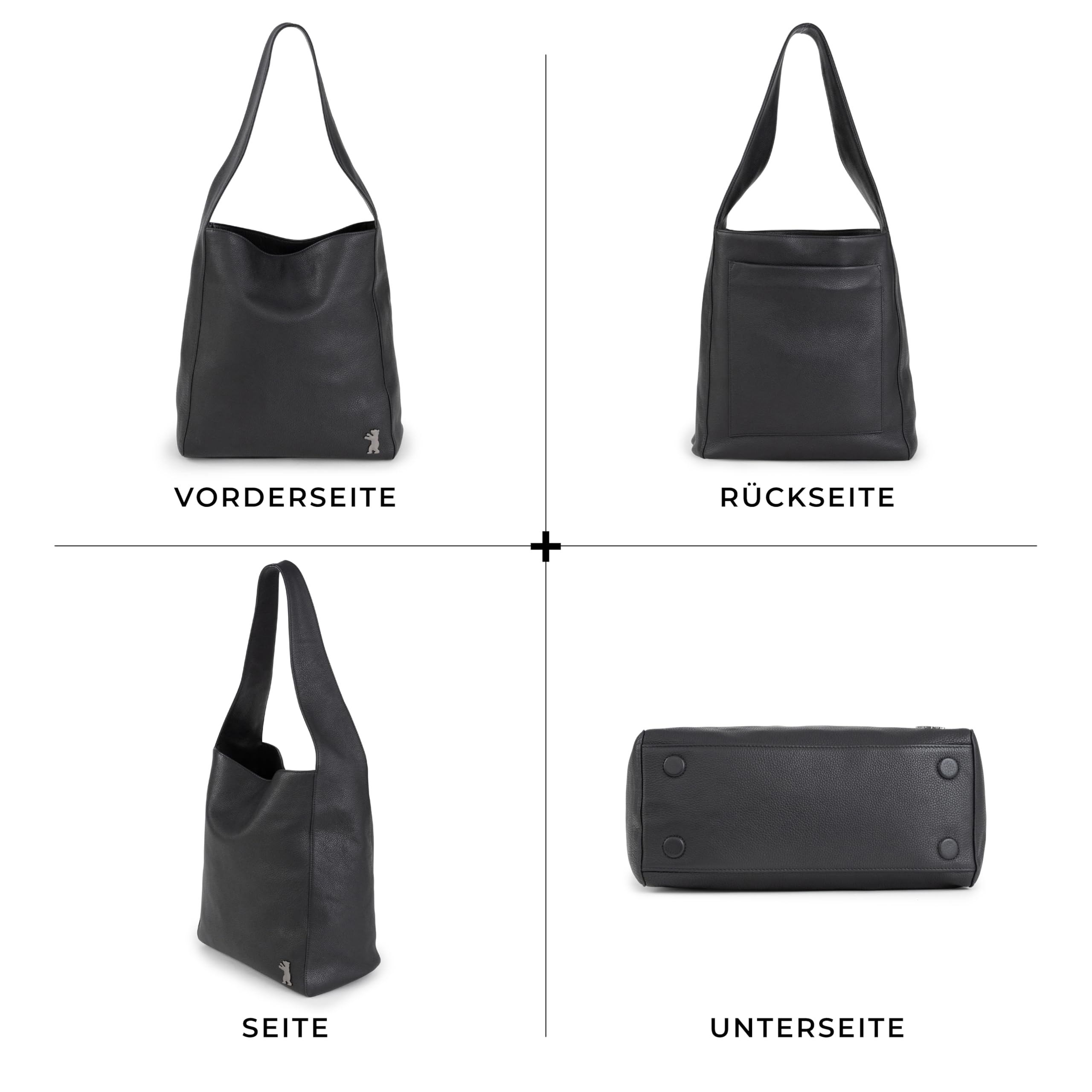 Berliner Bags Shopper Atlanta skórzana torba damska duża torba na ramię Hobo Bag torba na ramię Tote - czarna, czarny