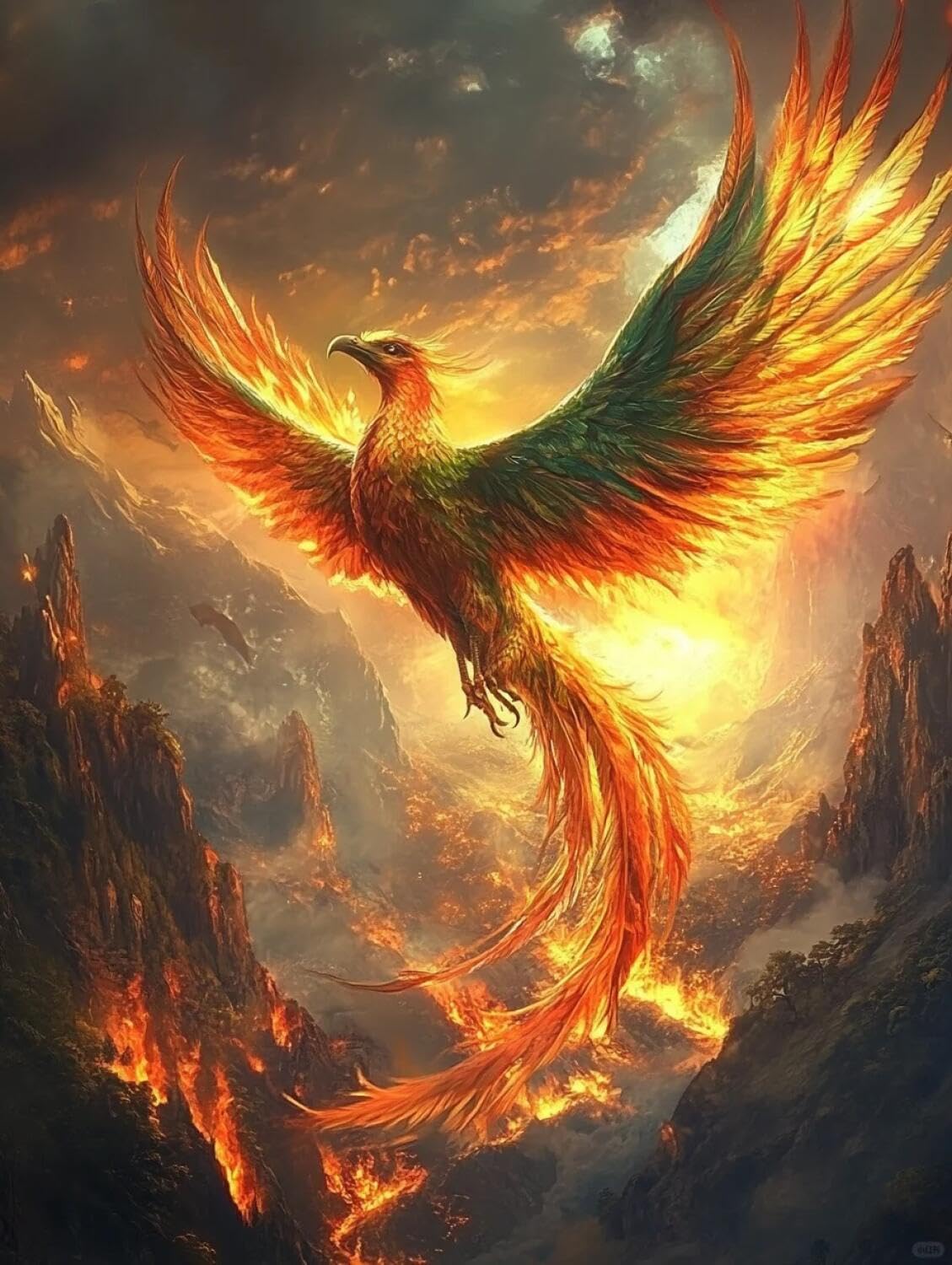 AxiangziK DIY Stamped Cross Stitch Kits Fantasy Phoenix 11CT 40x50cm