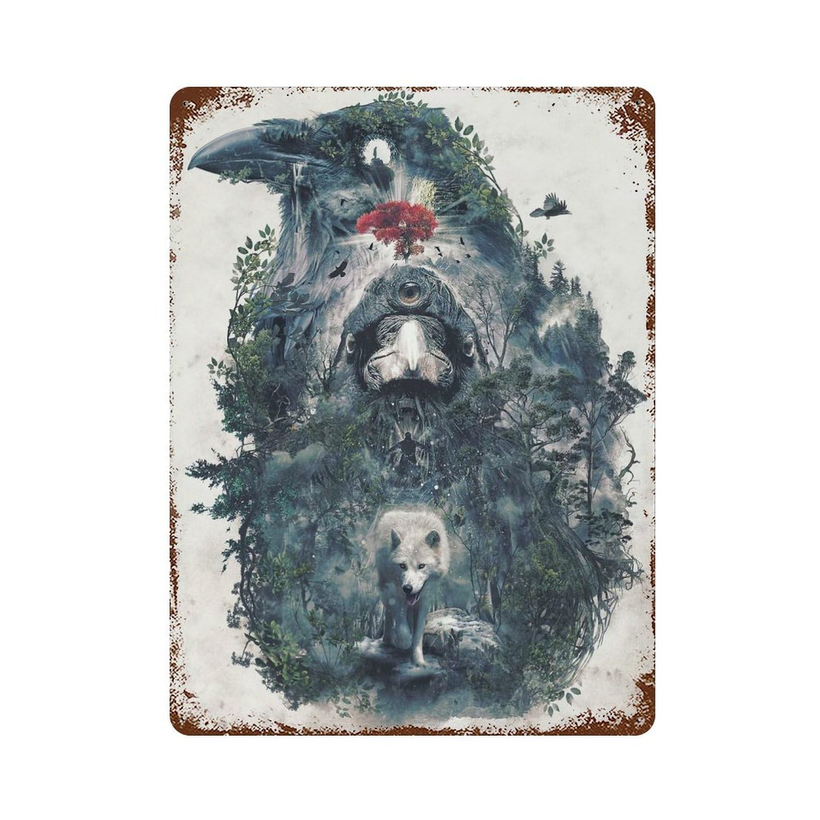Garage Style Beware The Door Distressed Metal Wall Sign 15.7"x11.8", Rustic Home Decor for Bar And Workshop