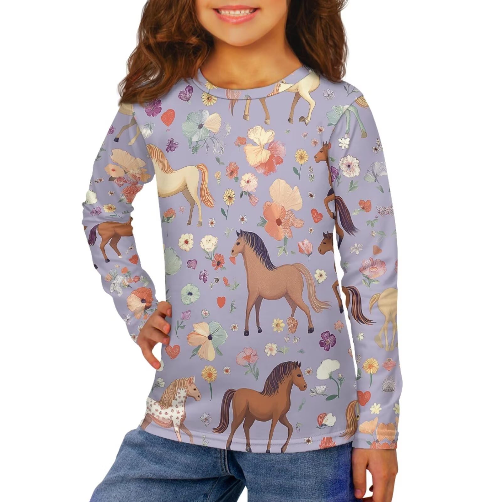 Long Sleeve Shirts for Girls Winter Tops 3-16t Cartoon T Shirts for Fall Clothes