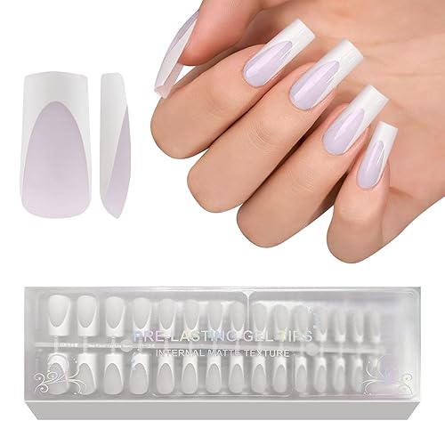 Milky White Deep French Tip Press on Nails, 240Pcs French