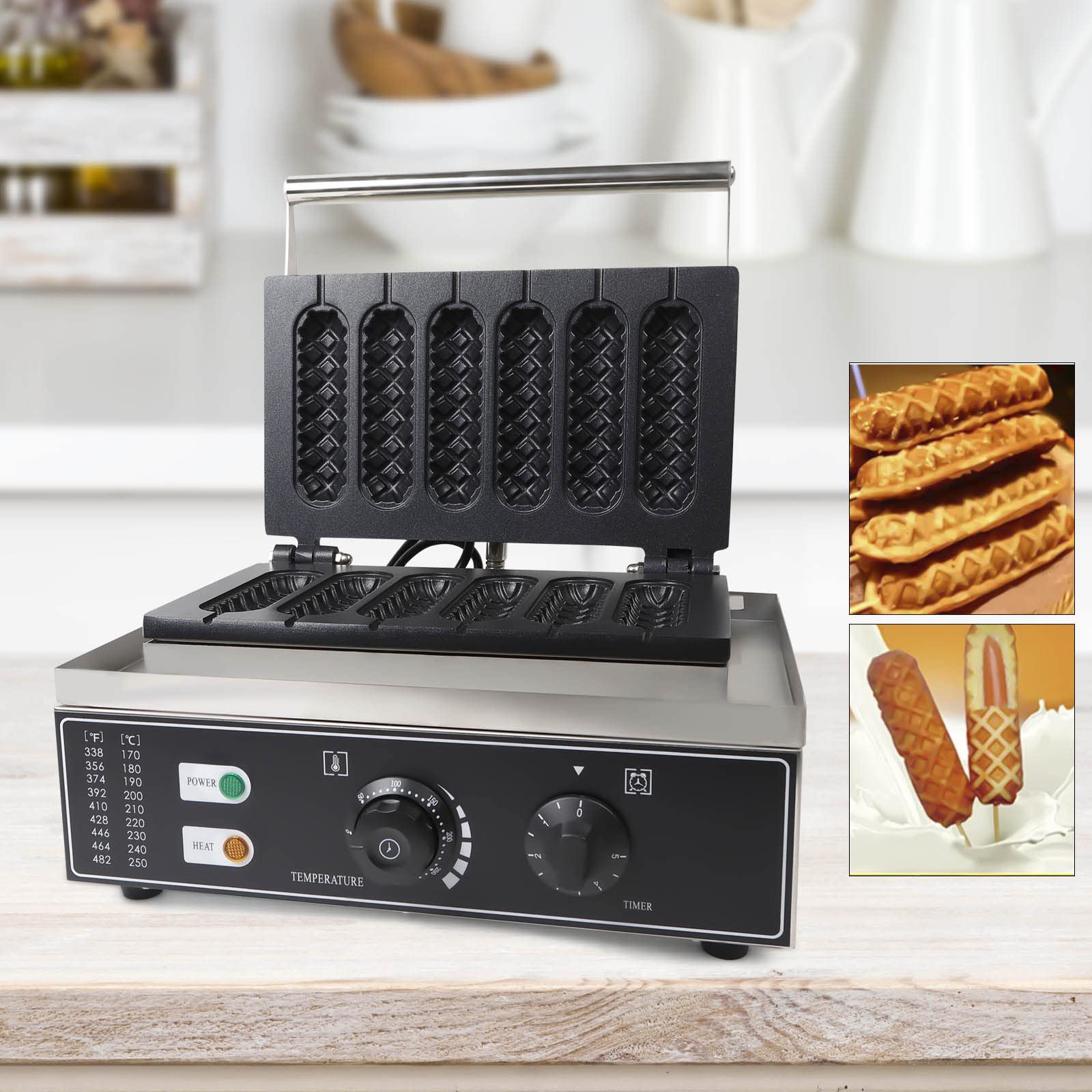 Gofrera eléctrica de acero inoxidable de 1500 W, profesional, gofrera, gofrera, mango, gofrera, barras, maíz, perrito caliente, placa antiadherente, Wmf Krups