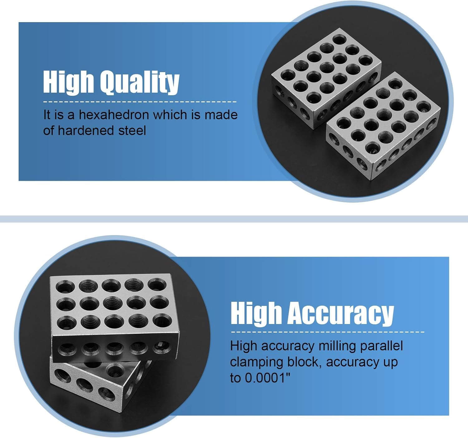 Blocs Parallèles, 2 Pièces 1-2-3 Bloc De Précision Blocs De Serrage, 0,0001" 23 Trous Fraisage Parallèle Bloc De Serrage Outils De Tour De Precision Pour Fraiseuse, Machines-Outils