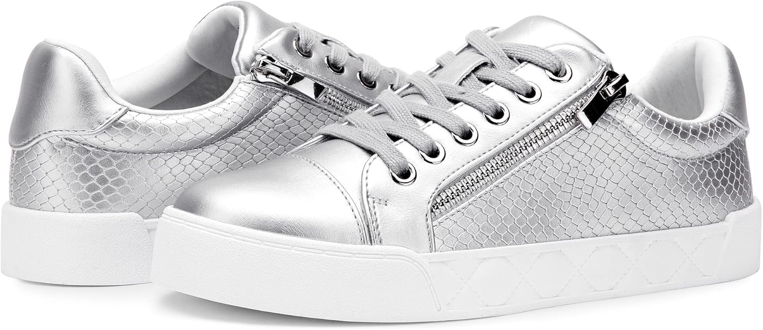 Jeossy Women's Flat Low Top Casual Fashion Sneakers Round Toe Shoes with Zipper - Image 7