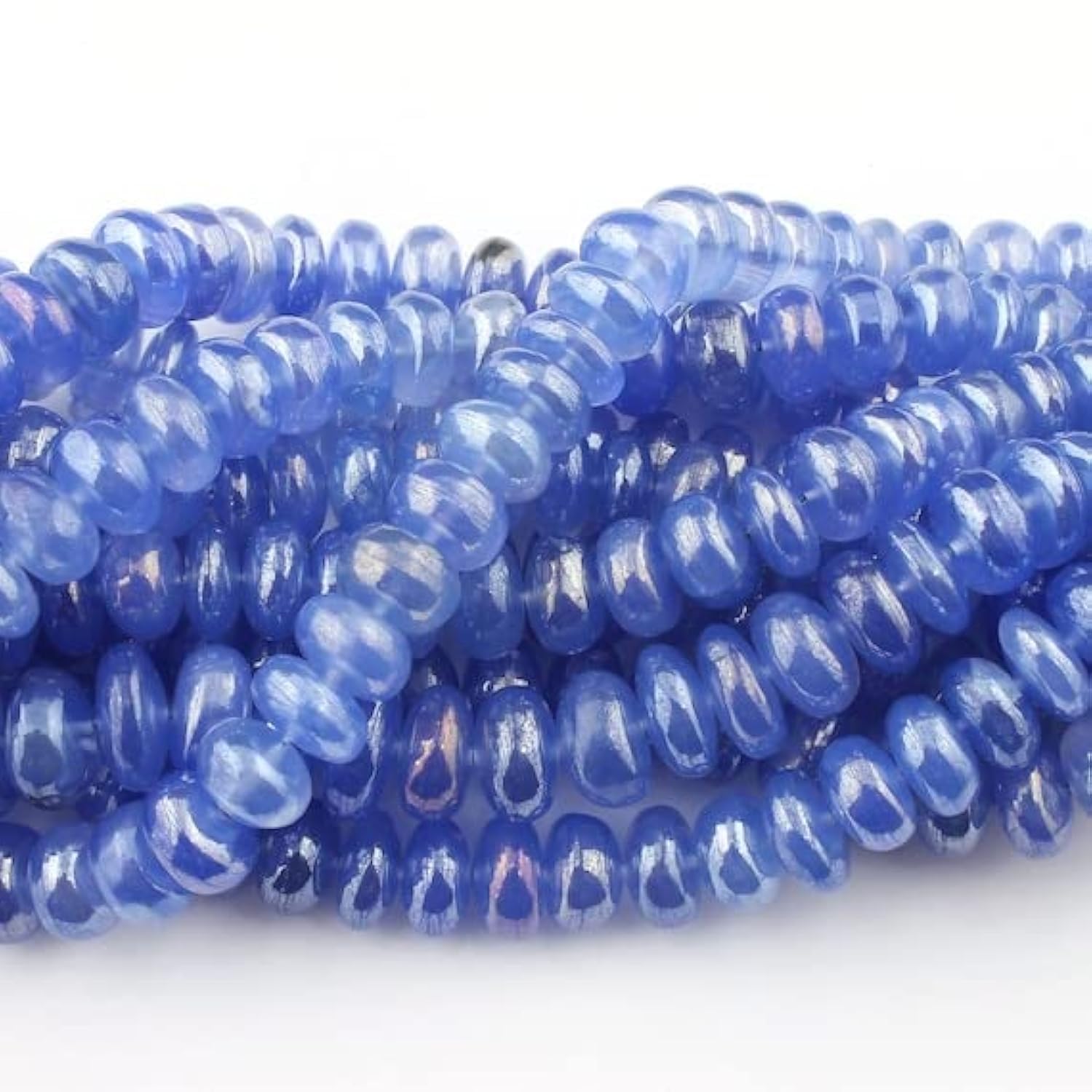 Blue Chalcedony Rondelles Beads 10 Strands pour perlage de précision