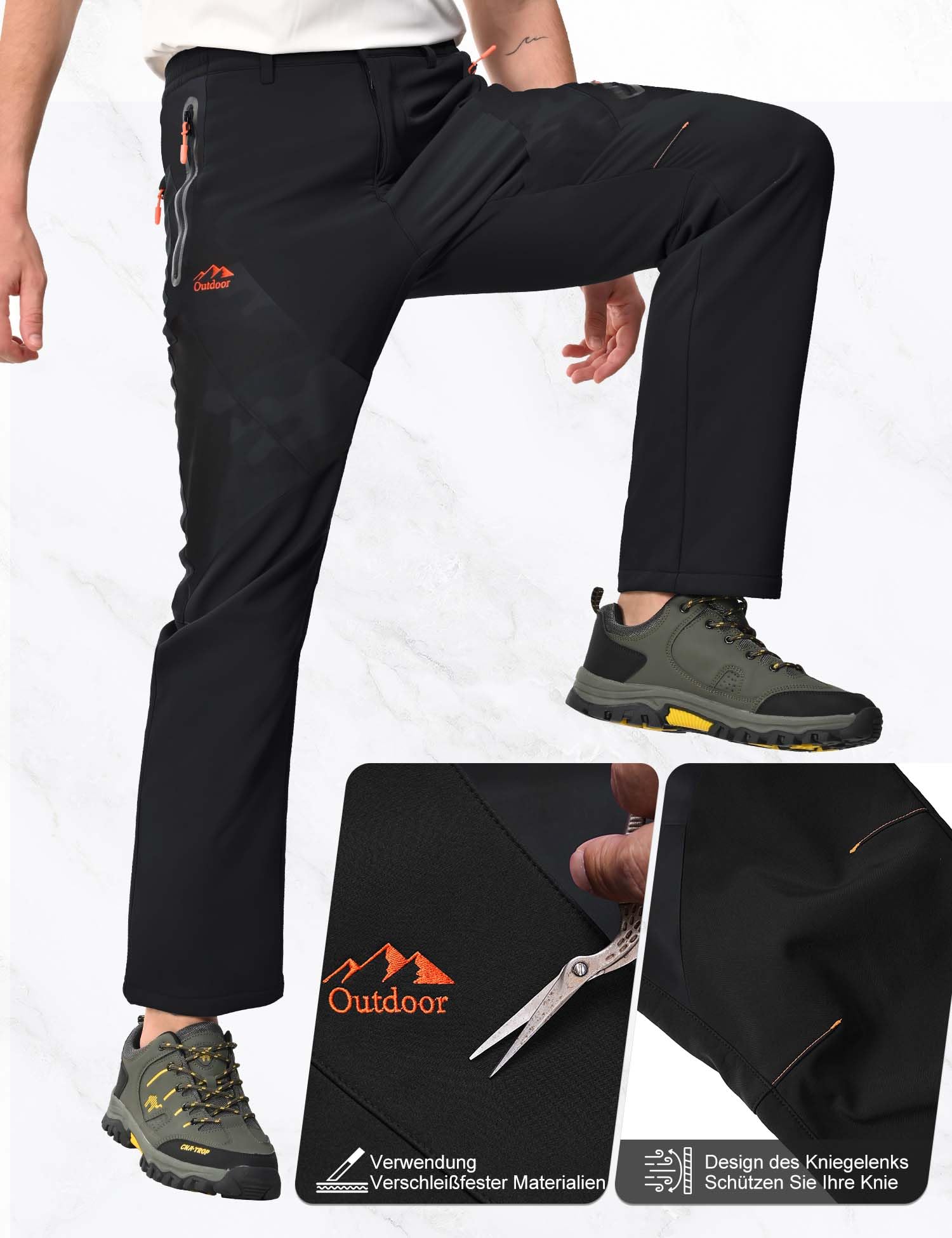 HFDWYJ Uomo Impermeabile Hiking Pants Outdoor Snow Ski Pesca Fleece Foderato Isolato Soft Shell Pantaloni Invernali