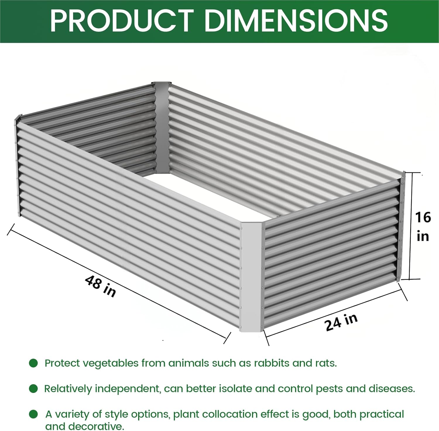 FRIZIONE 3pcs Tall Galvanized Raised Garden Bed Outdoor,Steel Garden Bed for Vegetables,Above Ground Garden Box for Flower,Metal Raised Beds for Gardening - 4x2ft