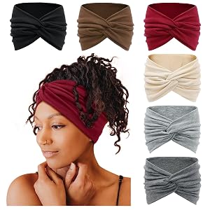 Tobeffect 7 Extra Wide Headbands for Women Large Thick Turban Head Wrap Headband Boho Bandana Head Bands for