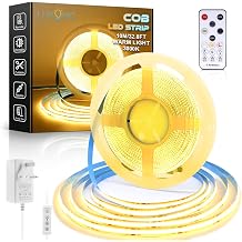 LUXONIC COB 5M 24V Ultra Bright 3000K Flexible Warm White LED Light Strip | 16.4FT/8mm Wide,CRI90+ Dimmable LED Lights with Remote Control, Light Strip for Cabinet,Backlight,Home Decor [Energy Class F]