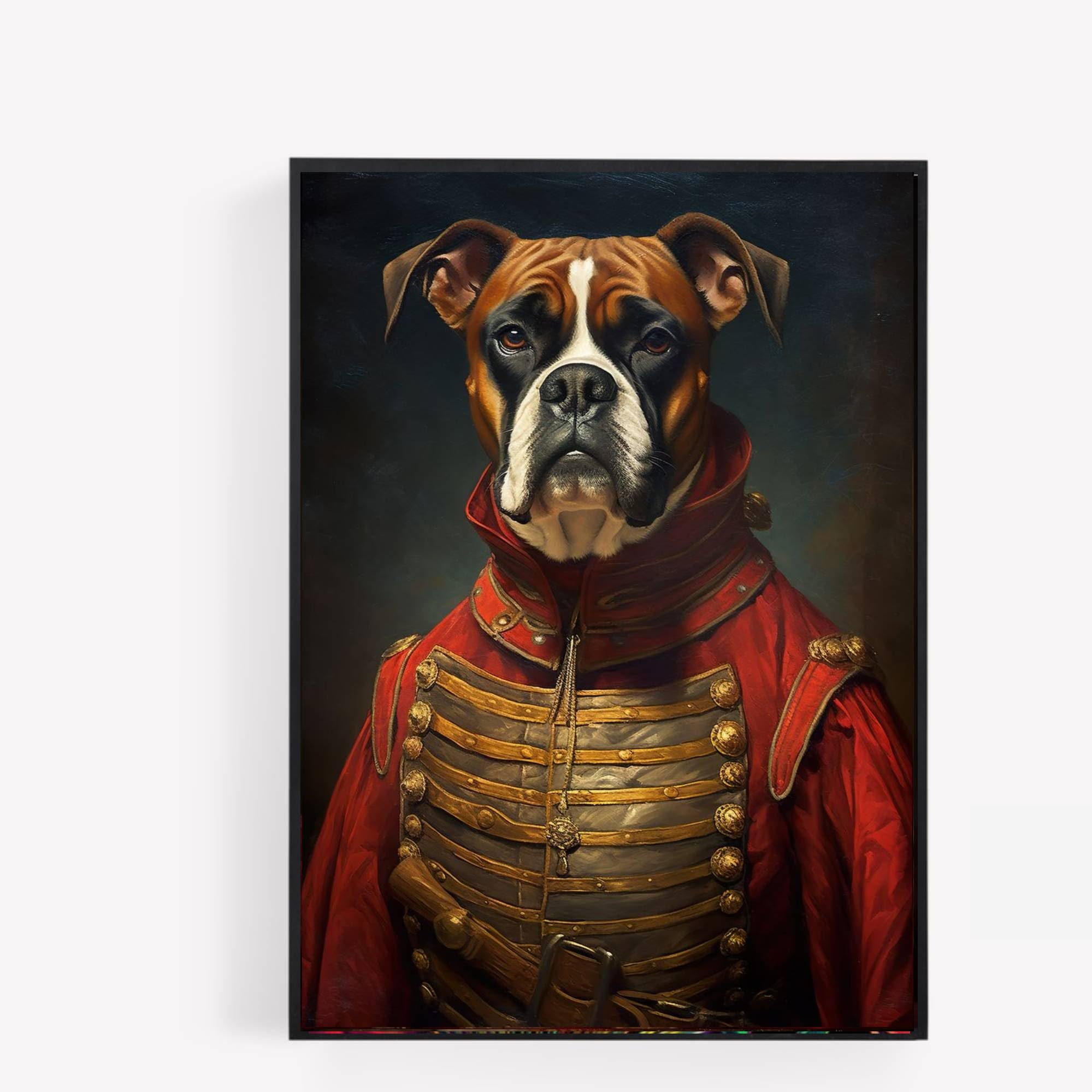 gfc Boxer Dog Renaissance Portrait Print Vintage Terrier in Royal Military Clothing Fancy Dress Wall Art, Office Poster, Picture, Home Decor A4 UNFRAMED NO FRAME