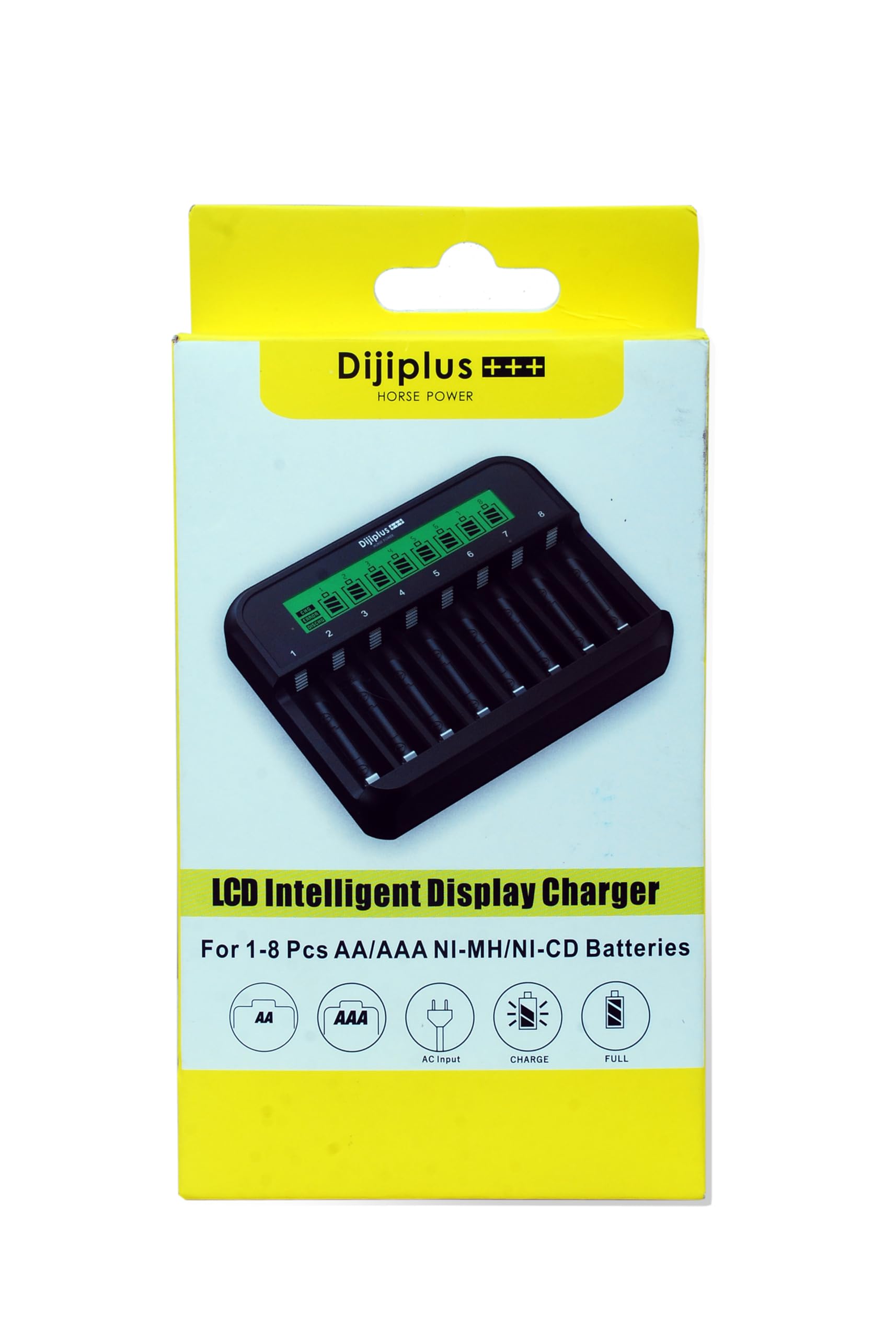 Dijiiplus+++ 8-Cell Battery Charger | Fast & Safe Charging for AA/AAA Ni-MH & Ni-CD Rechargeable Batteries | Smart LCD Display Multi-Slot Charger-Black-picture-40