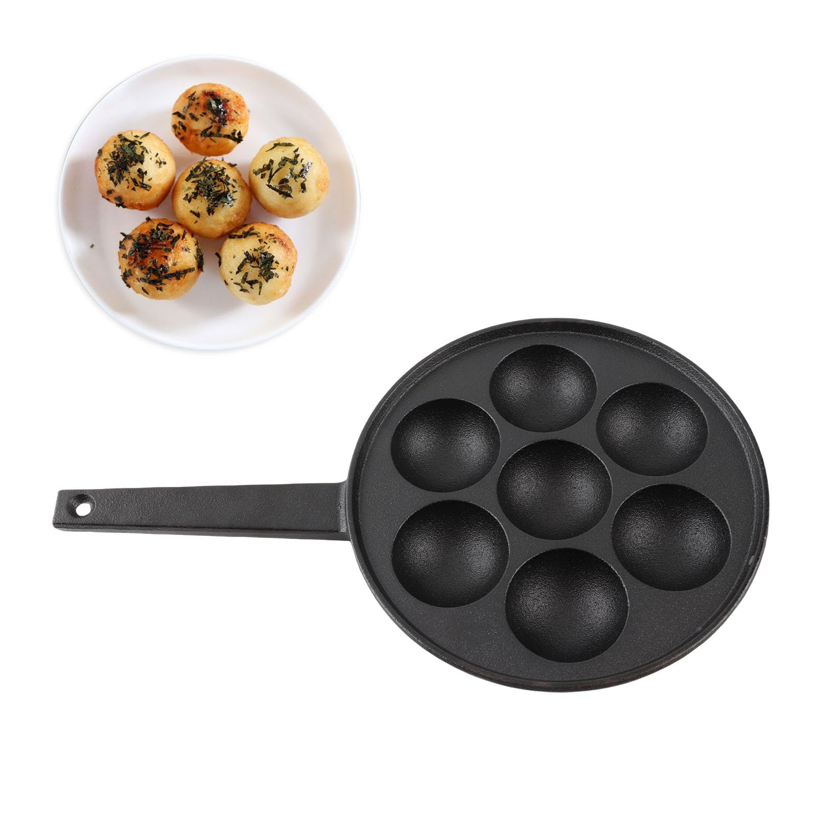 Poêle à takoyaki en fonte moule aebleskiver 7 trous de 5.3 cm
