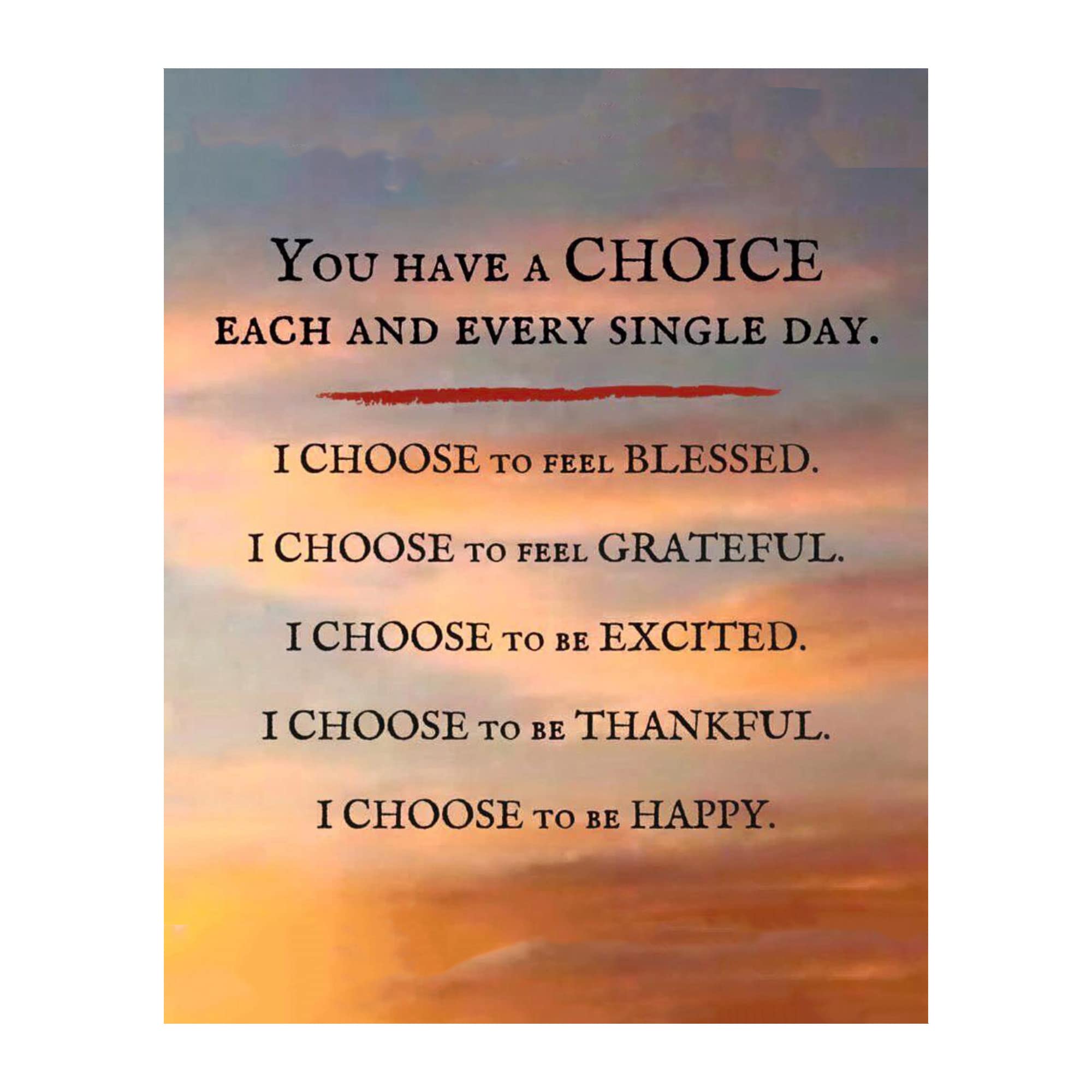 "To Feel Blessed" Wall Decor Print - 8x10” Motivational Typographic Print For Living Room Decor, Office Decor, Home Decor, or Room Decor Aesthetic, Unframed