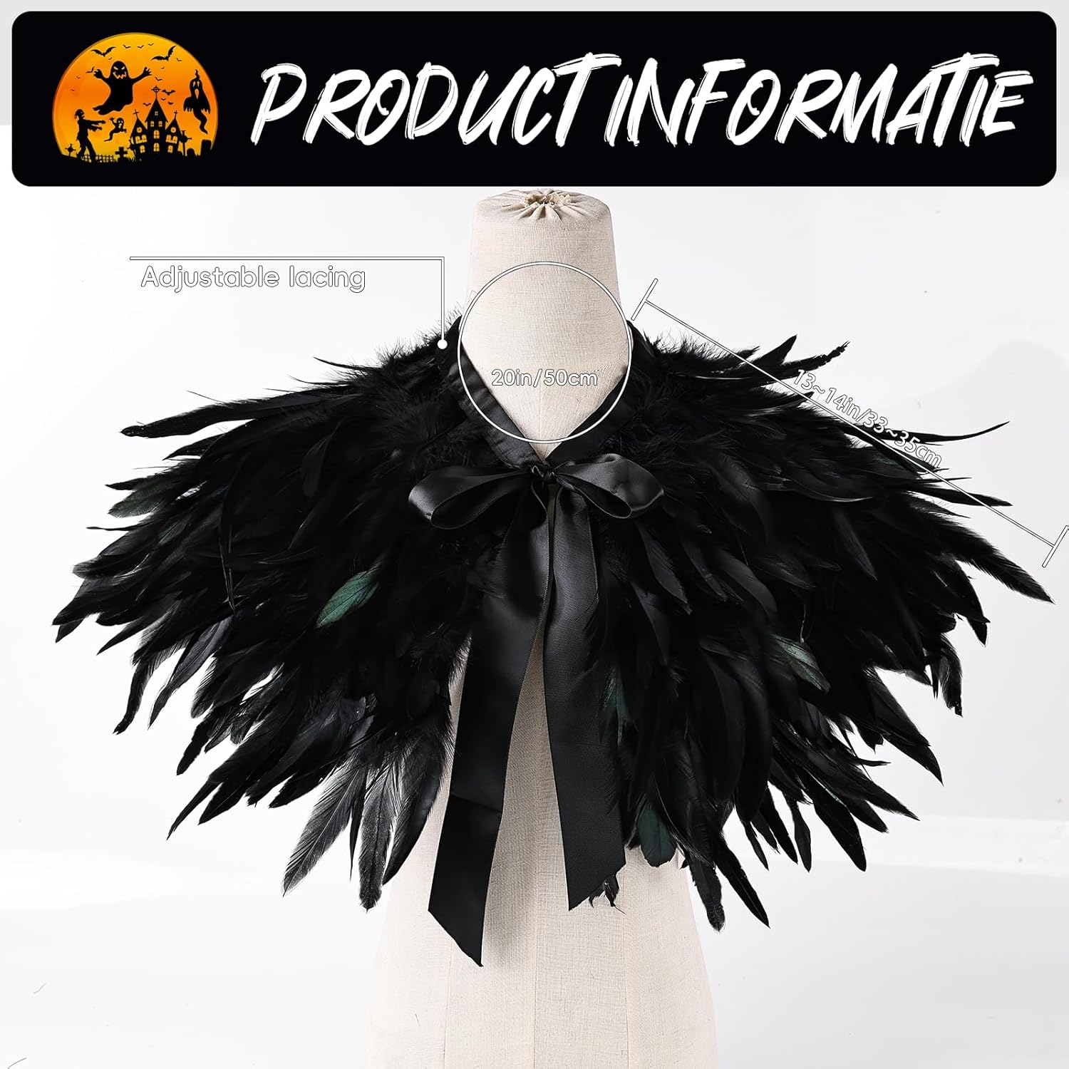 THARAHT Feather Shawl for Women Shrug Collar Angel Demon Accessories Cape Halloween Carnival Party - Image 2