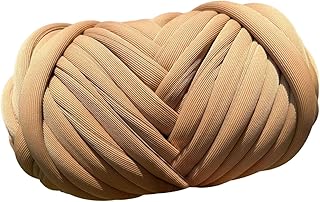 Gazechimp 250G Chunky Yarn Arm Knitting Yarn Polyester Yarn Length 787inch DIY Crochet Bulky Yarn Jumbo Tubular Yarn for Weaving Throw Baskets, Caramel