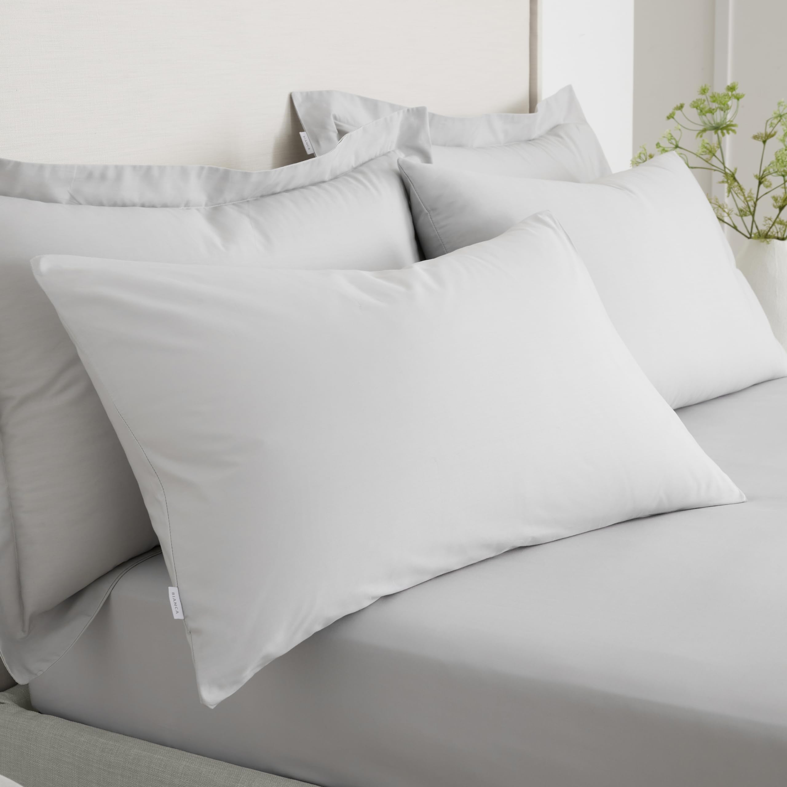 200 Thread Count Cotton Percale Standard Pillow Case Pair Grey