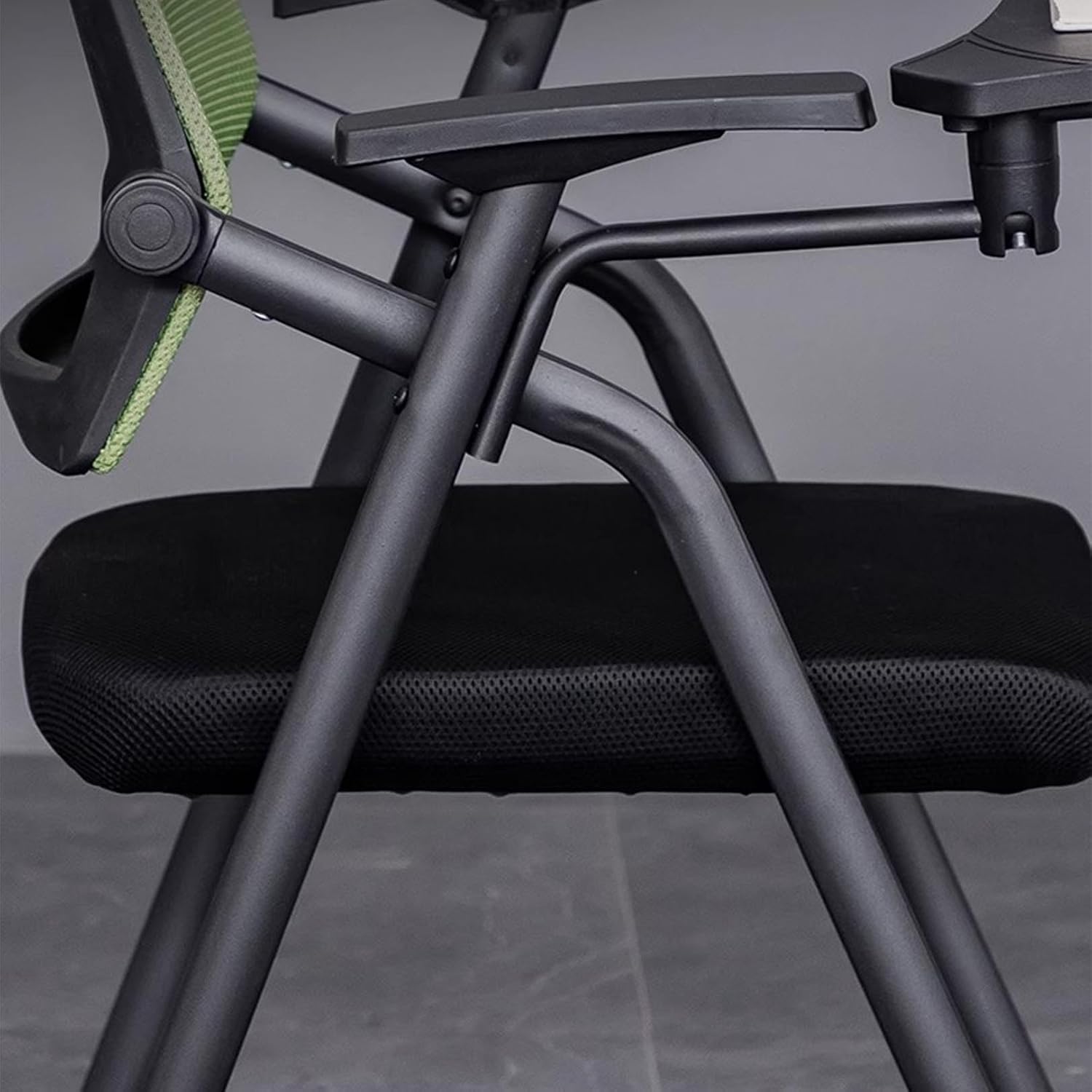 Folding Office Chair with Desk Attached, Foldable Mesh Guest Reception Chairs Stackable Conference Room Training Chair for Office, School