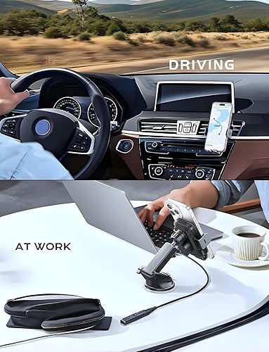 Miniatura 7 de CHGeek Cargador inalámbrico para automóvil, 15 W de carga rápida de 15 W, cargador de teléfono para automóvil, soporte de teléfono para montaje en