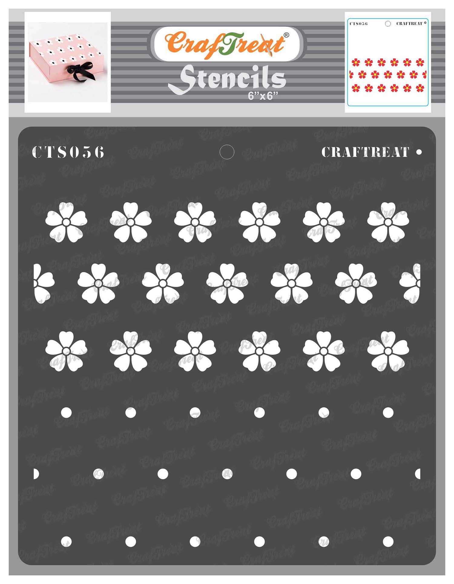 CrafTreat Reusable Layered Flower Stencils for Painting on Wood, Canvas, Paper, Fabric, Floor, Wall and Tile - Flower Center - 6x6 Inches - DIY Art and Craft Stencils for Painting Flowers