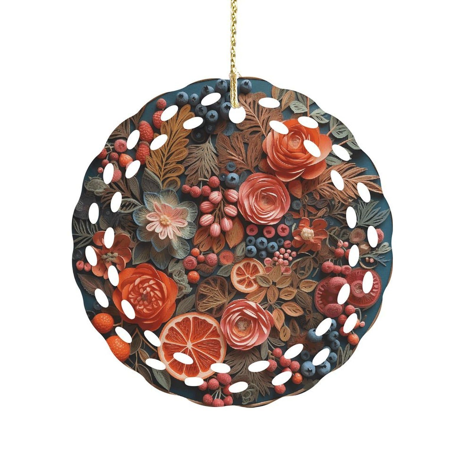 Wsoihfec Women's Style Relief Flowers Hanging Ornament 3 Inch Round,1-Pack,Xmas Decor -Two-Sided Printed,Friend Ornament Gifts For Friends Coworker Sisters