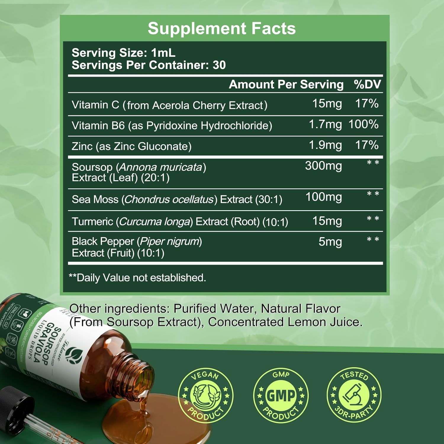 (2 Pack) Soursop Graviola Leaf Extract Liquid Drop Plus Pure Botanical Sea Moss for Cell Support & Regeneration, Immunity and Gut Health, Soursop Bitters Liquid丨Full Texture, Natural Flavor, 1 Fl Oz - Image 9