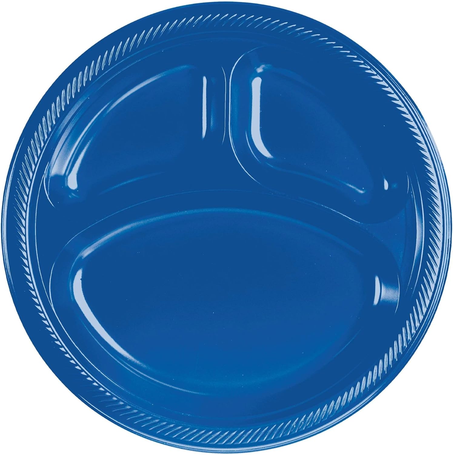 Bright Royal Blue 3-Compartment Plastic Plates - 10" (Pack Of 20) - Vibrant & Convenient Party Plates For All Occasions
