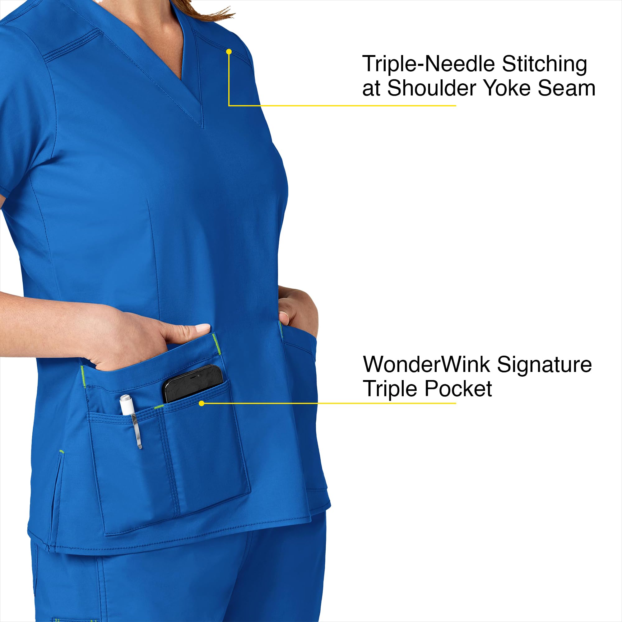 WonderWink Women's Wonderflex Verity Scrub Top, Royal, X-Small
