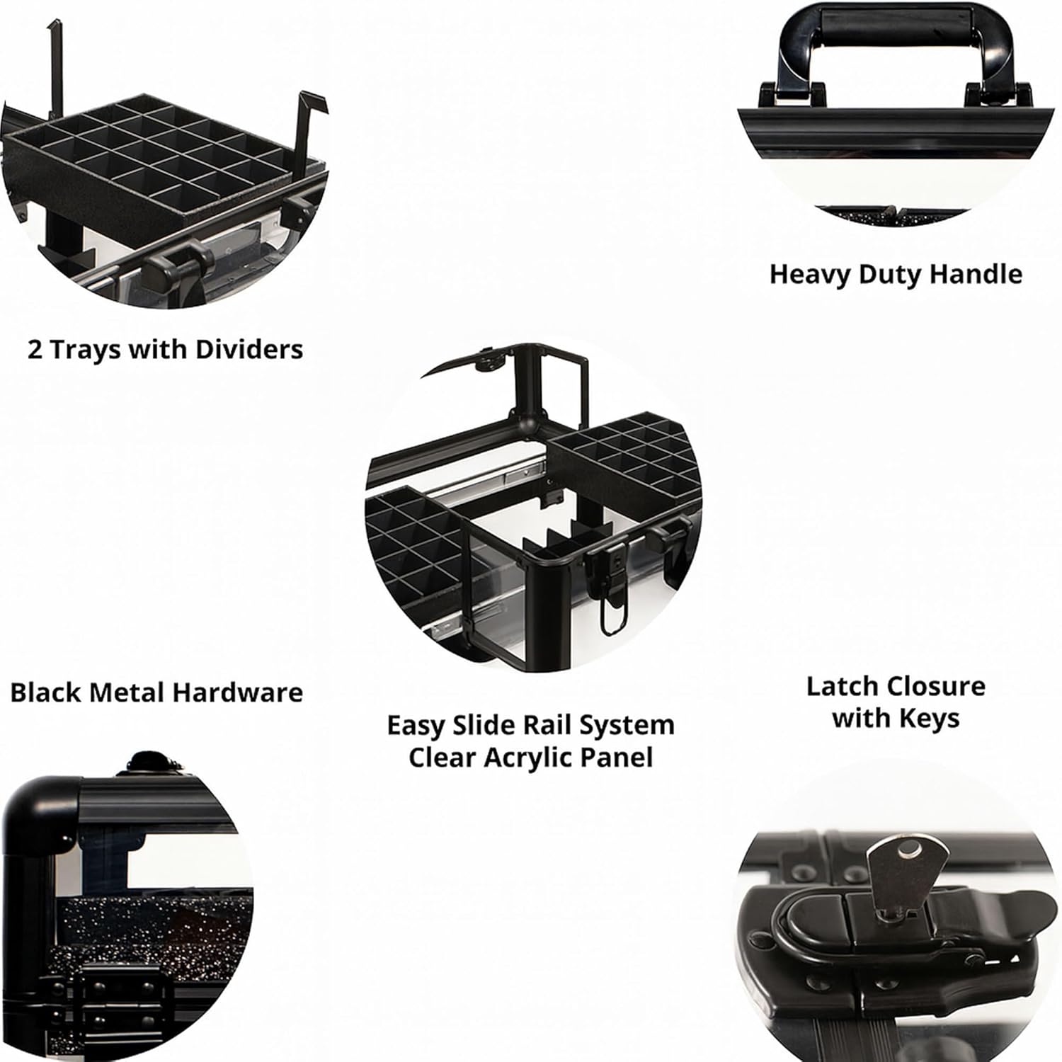 Professional Makeup & Nail Tech Organizer – Clear Acrylic Case, Holds 94 Bottles, Slide-Out Trays, Lockable Latches – Portable Storage for Brushes, Polish, Tools & Cosmetics – Compact & Travel-Ready
