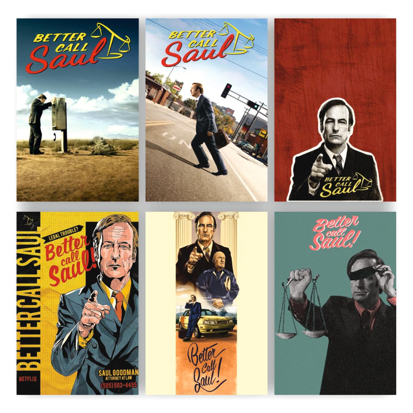 POSTER WALLAH Better Call Saul Poster for Home Office and Student Room Wall | Aesthetic Poster | Wall Decor (12x8 Inch) Set of 6 Pieces