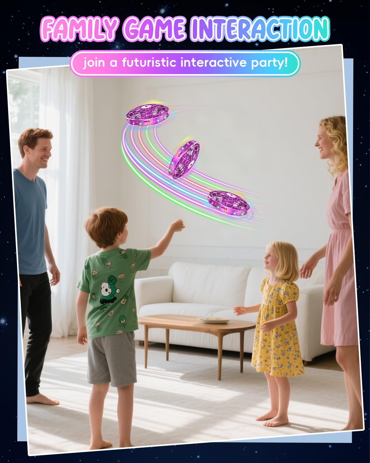 Flying Toy Drone for Kids，360° Hands Free Motion Sensors Mini Drone with Cool LED Lights,Easy Indoor Small UFO Toy Flying Ball Drone for Kids -Pink