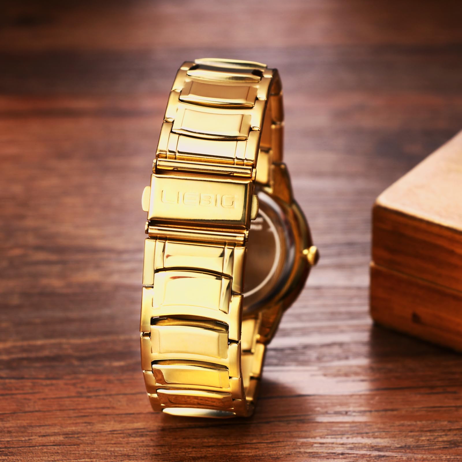 JewelryWe Zegarek męski ze stali nierdzewnej, świecący zegarek: 3-częściowy zestaw 30 m, wodoszczelny, analogowy, kwarcowy, zegarek na rękę, bransoletka ze stali nierdzewnej, zegarki ze świecącymi