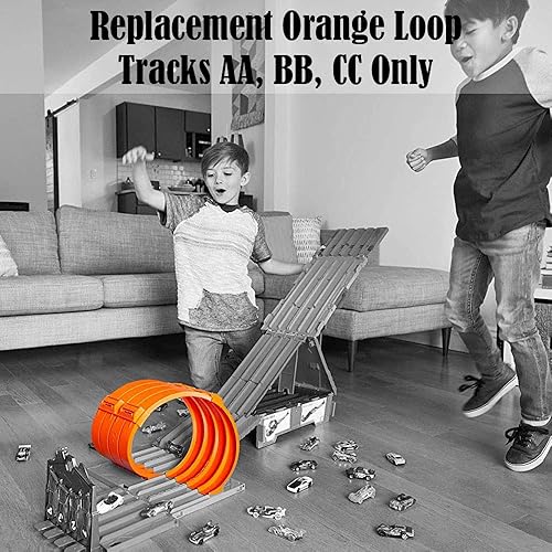 Miniatura 2 de Piezas de repuesto para Hot Wheels Playset FTH77 - Track Builder System Race Crate Die-Cast Car Track ~ Reemplazo Orange Loop Tracks AA, BB, CC