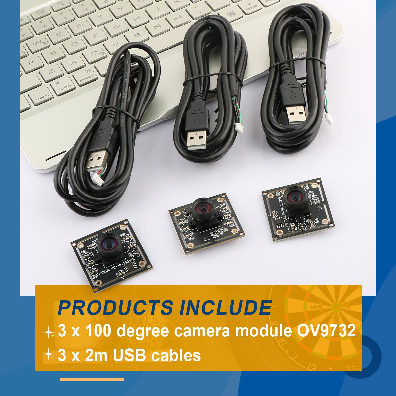 ov9732 Kameramodul 100 Grad für autodarts Dart Kamerasystem 3 Satz 1280x720 30fps Gesichtserkennung Bilderfassung 2M Kabel USB2.0 Ausgang Phone