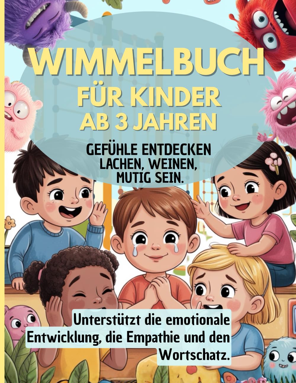 Gefühle-Wimmelbuch ab 3 Jahren, Gefühle entdecken – Lachen, Weinen, mutig sein: Fördert emotionale Entwicklung, Empathie & Wortschatz, Wimmelbuch für Kindergarten & Vorschule