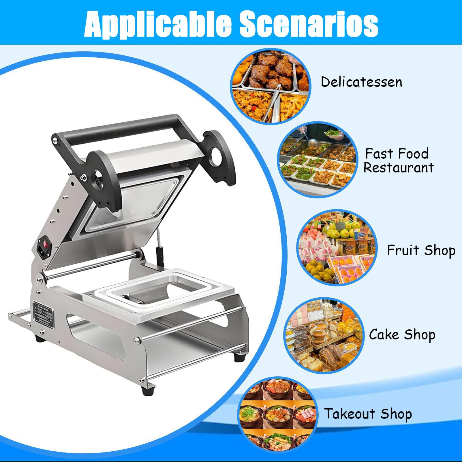 Sigillatrice Manuale Per Vassoi Alimentari, Macchina Per Sigillare Alimenti Per Vassoi Commerciali, 7~8 Volte/minuto, Sigillatrice In Acciaio Inossidabile Per Ristoranti E Da Asporto 14 * 14cm