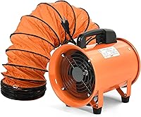 DWVO 8 Inch Utility Blower Exhaust Fan with 16FT Duct Hose - High Velocity Portable Ventilation for Workshops, Paint Booths & Industrial Use
