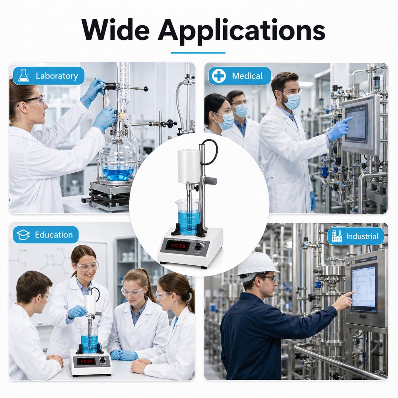 Mezclador Dispersor Homogeneizador De Alta Velocidad De Laboratorio, Máquina Emulsionante Ajustable De 8000-22000RPM Para 5-1000Ml, Herramienta De Emulsificación De Alto Cizallamiento